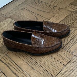 Proenza Schouler // Brown Croc Embossed Loafers // 37